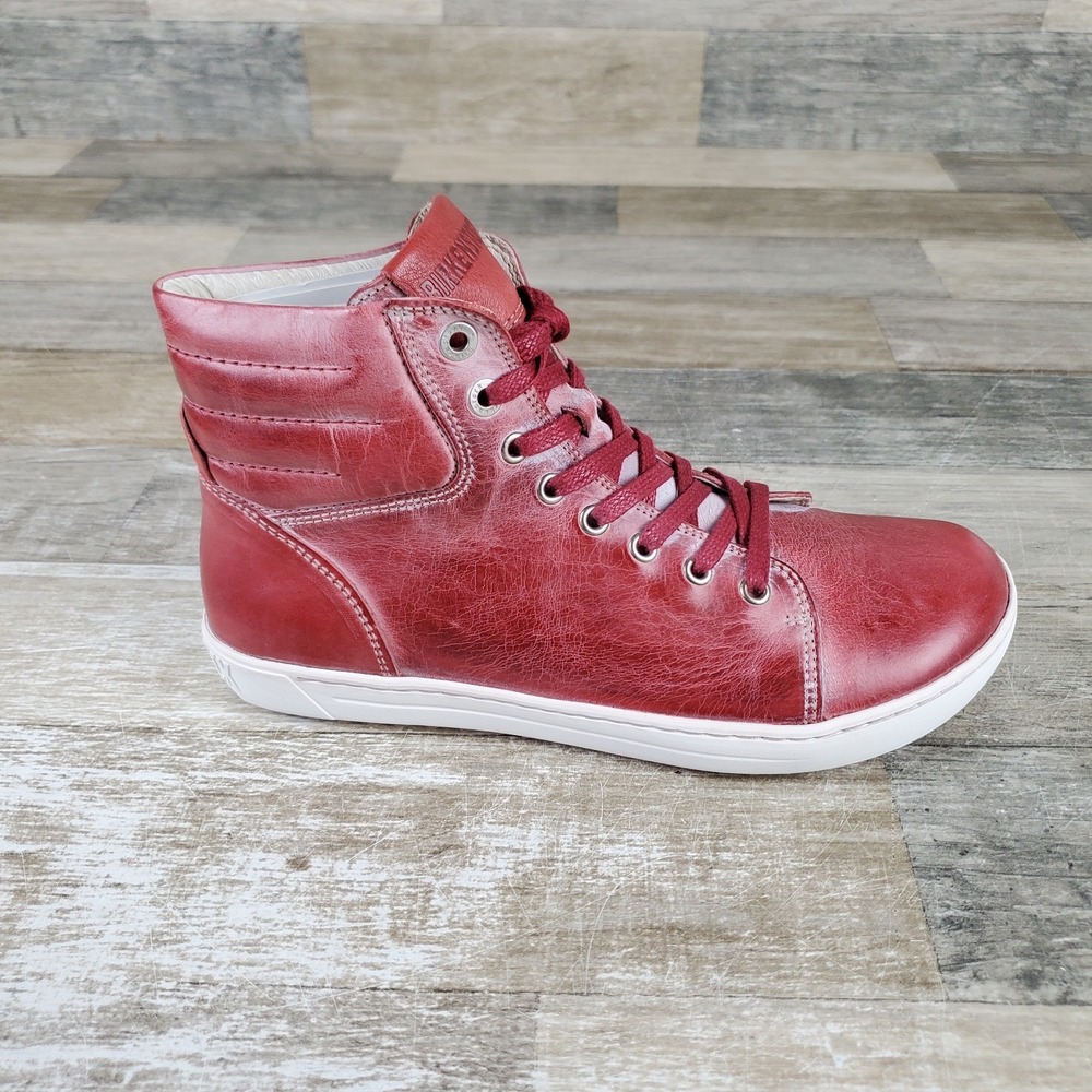 Birkenstock Bartlett Womens‎ Shoes Sz 6 Red Leather Lace Up Mid Top Round Toe